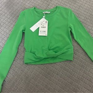 zara green knotted long sleeve